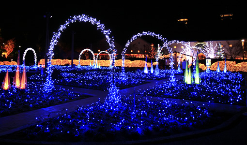 LED градина с множество арки от светлини в Япония - Nagashima